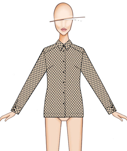 Mondrian Venezia by Camicetta Snob Camicia in Sensitive Tecnico Fantasia Geometrica Bruciato e Nero