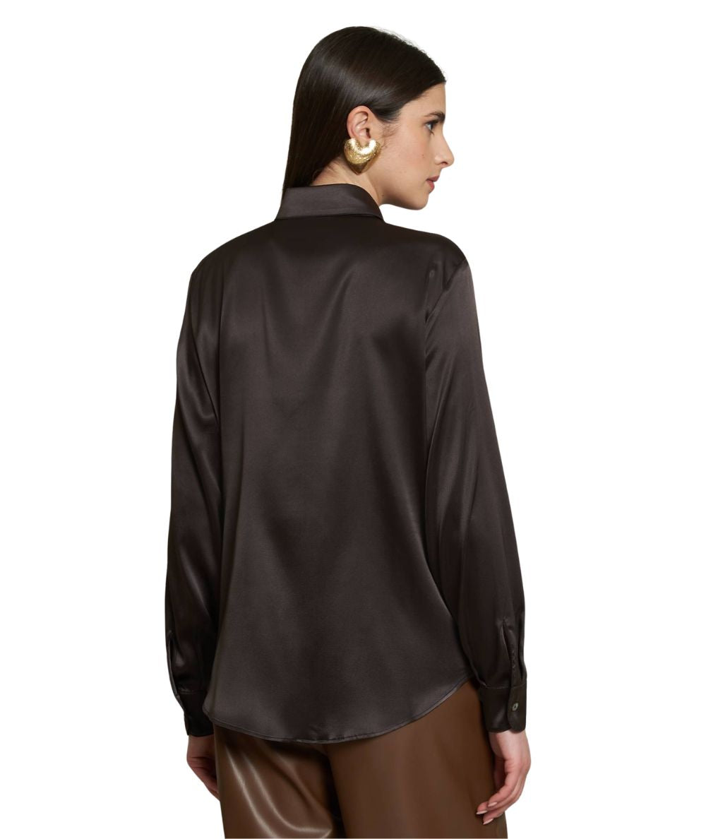 Mondrian Venezia by Camicetta Snob Camicia in Seta Stetch 31509 776 Marrone Testa di Moro Moro