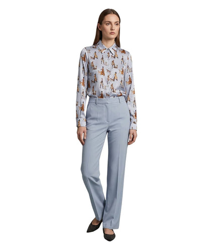 Mondrian Venezia by Camicetta Snob Camicia in Seta con Cravattino a Fantasia Barboncini 31550 747 395 Celeste
