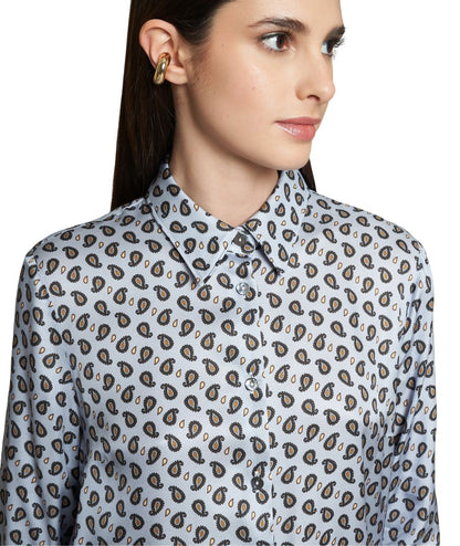 Mondrian Venezia by Camicetta Snob Camicia in Viscosa con Fantasia Paisley Celeste e Bordeaux