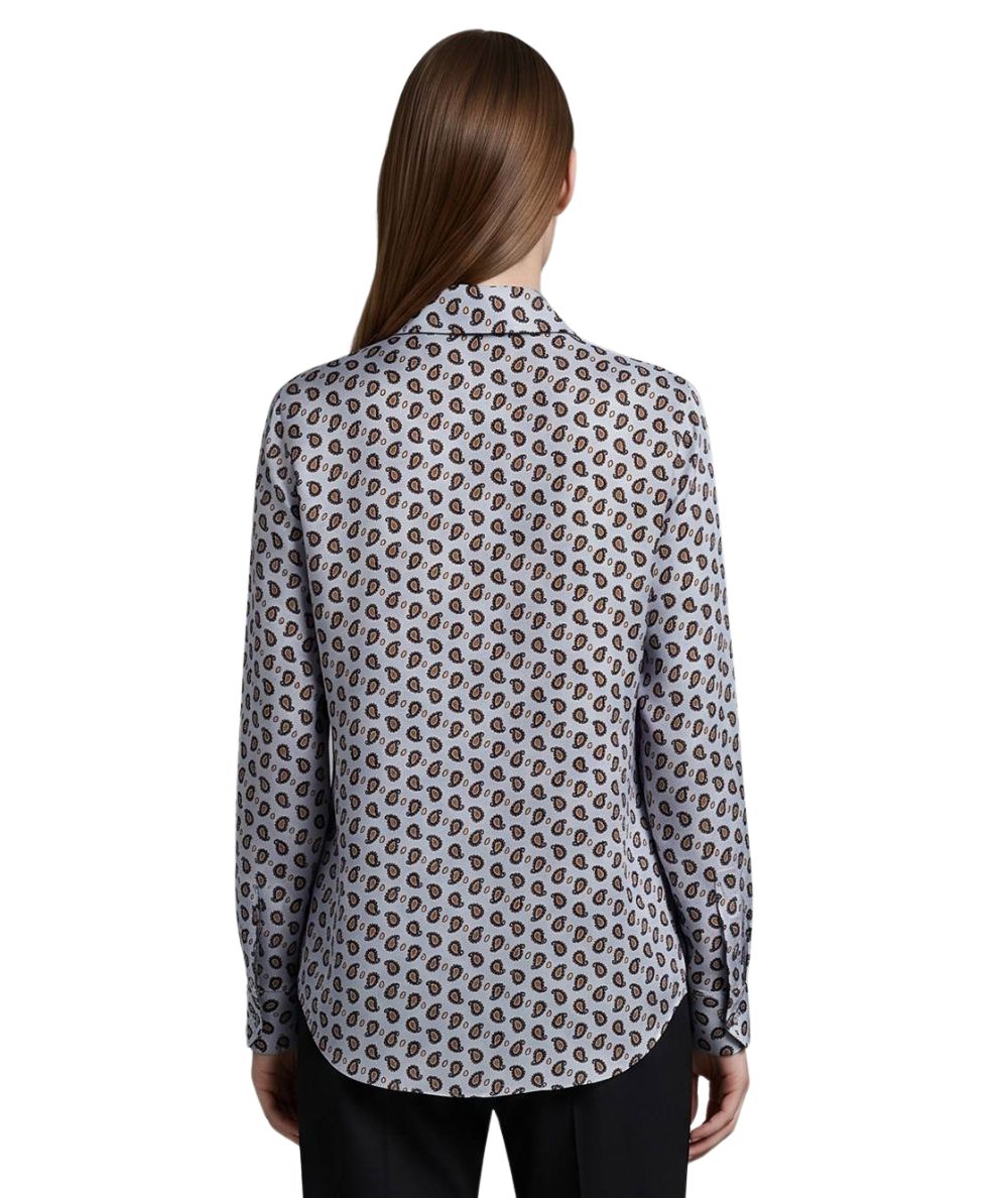 Mondrian Venezia by Camicetta Snob Camicia in Viscosa con Fantasia Paisley Celeste e Bordeaux