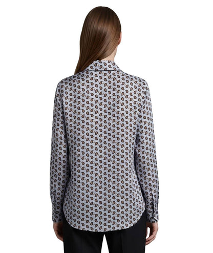 Mondrian Venezia by Camicetta Snob Camicia in Viscosa con Fantasia Paisley Celeste e Bordeaux