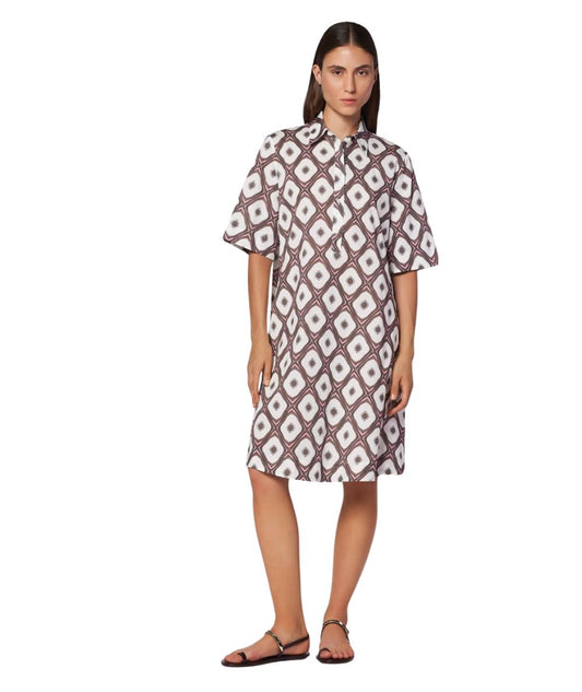 Mondrian Venezia Abito Svasato in Popeline di Cotone 41499 605 Marrone