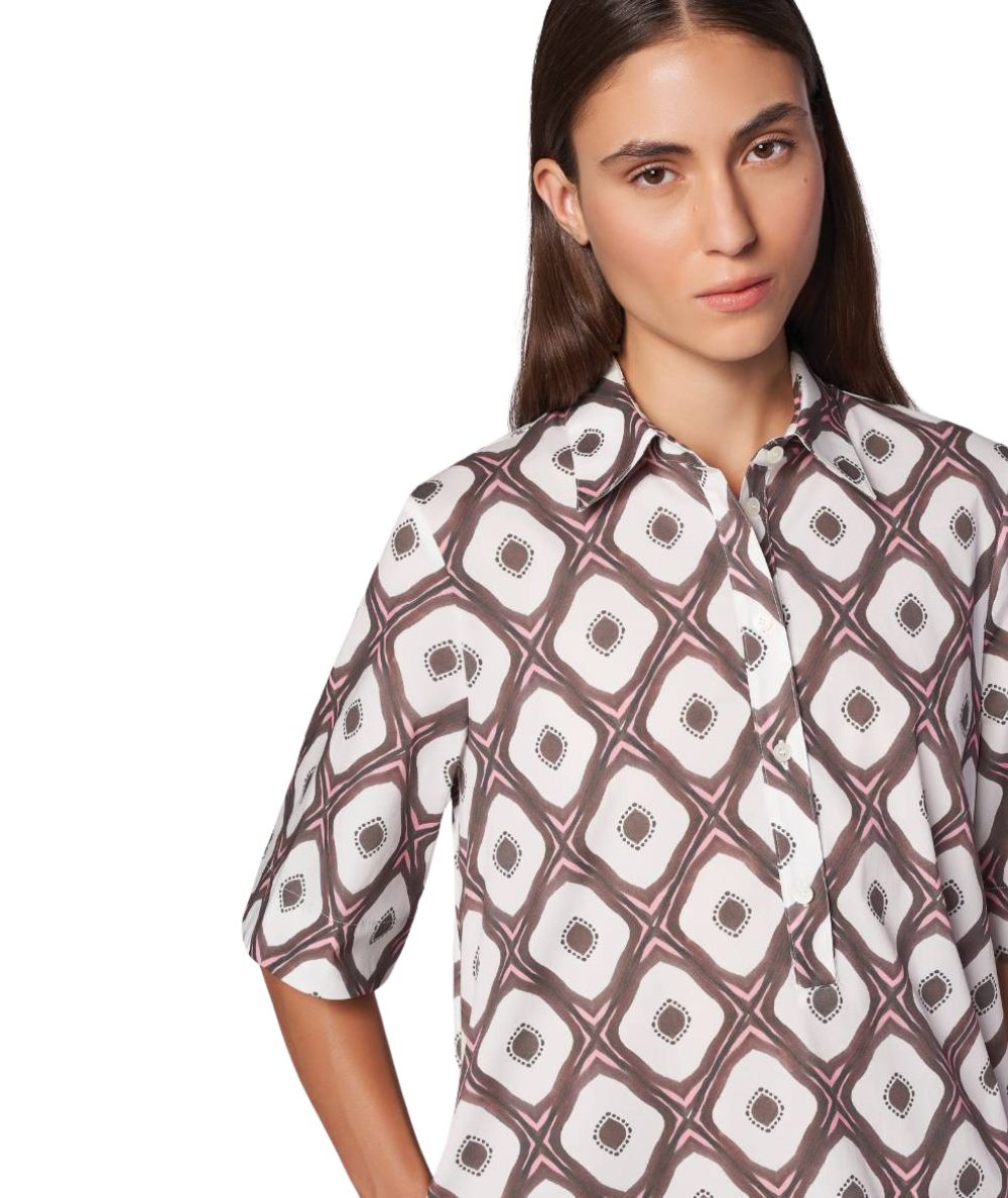 Mondrian Venezia Abito Svasato in Popeline di Cotone 41499 605 Marrone