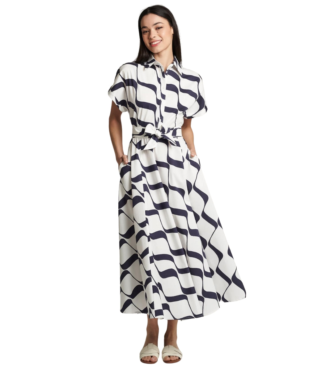 Mondrian Venezia Abito in Popeline di Cotone 41380/917 Bianco Blu