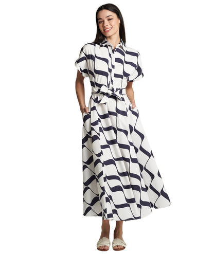 Mondrian Venezia Abito in Popeline di Cotone 41380/917 Bianco Blu