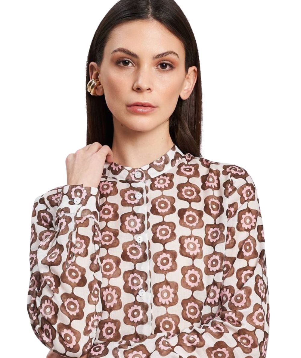 Mondrian Venezia Camicia alla Coreana in Fantasia 41481 675 Multicolore