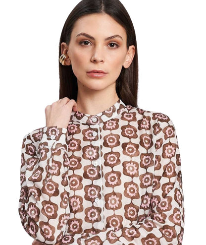 Mondrian Venezia Camicia alla Coreana in Fantasia 41481 675 Multicolore
