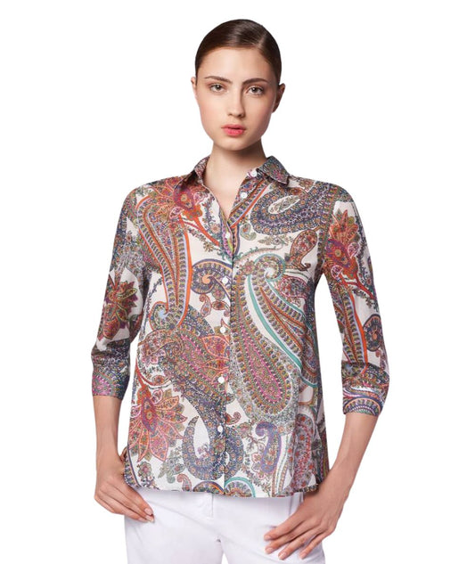 Mondrian Venezia Camicia in Voile di Cotone 41485 665 Multicolore