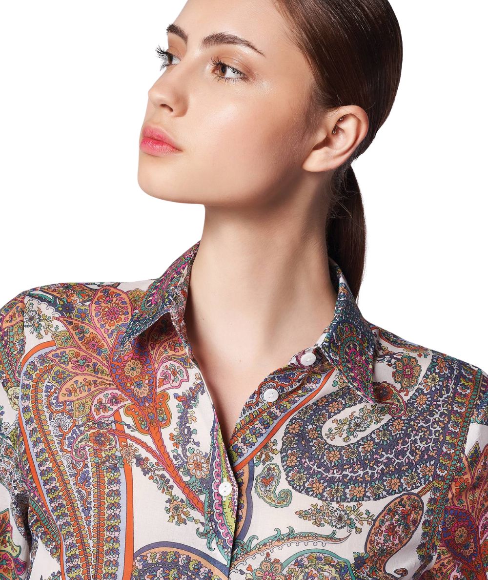 Mondrian Venezia Camicia in Voile di Cotone 41485 665 Multicolore