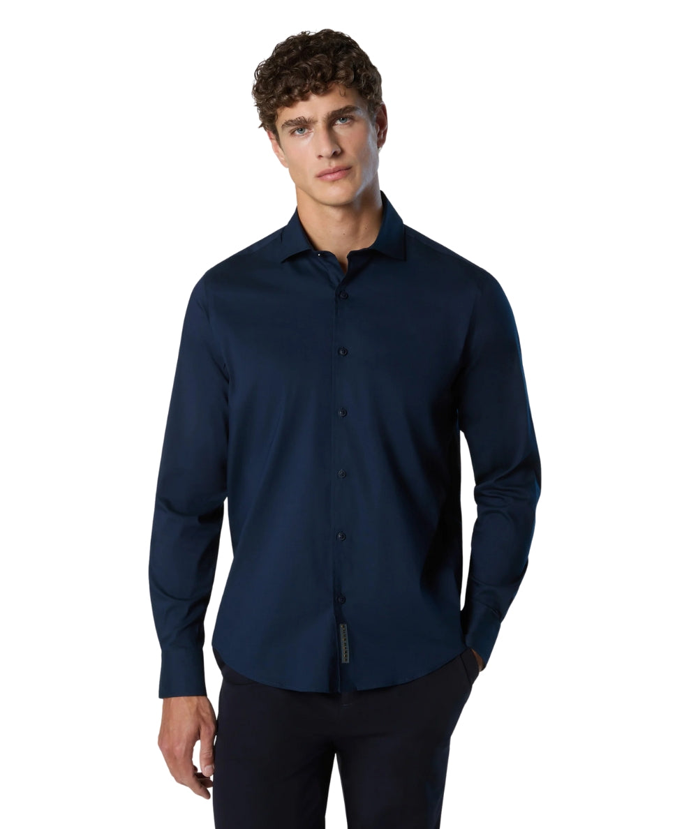 North Sails Camicia in Popeline Stretch 664414.000 Blu Navy