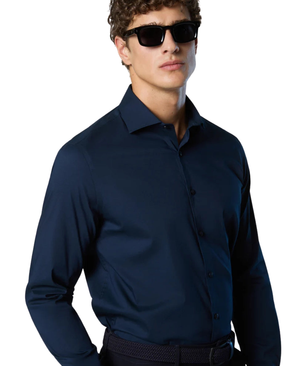 North Sails Camicia in Popeline Stretch 664414.000 Blu Navy