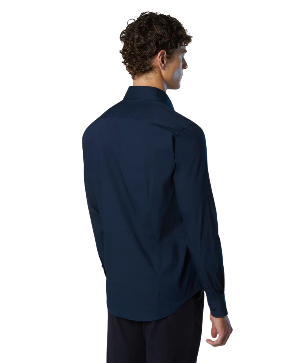 North Sails Camicia in Popeline Stretch 664414.000 Blu Navy