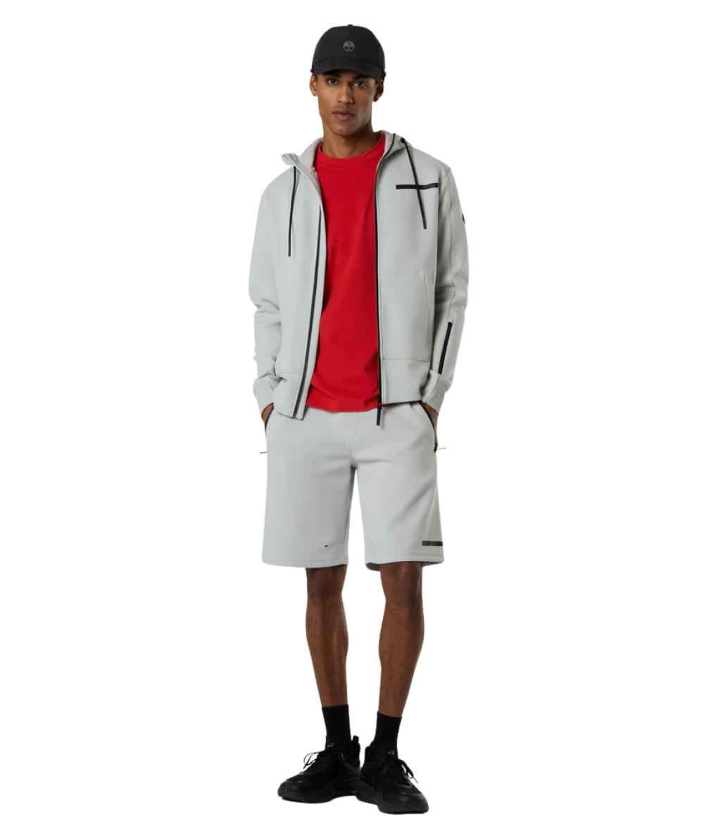 North Sails Felpa Full Zip con Cappuccio in Scuba 691156_000 Grigio