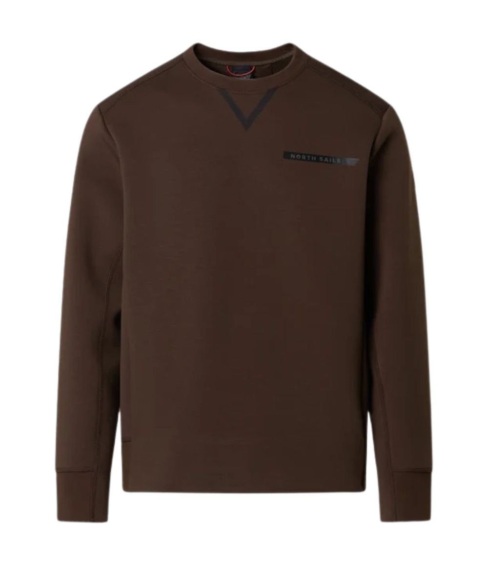 North Sails Felpa Girocollo in Misto Cotone 691336_000 Marrone