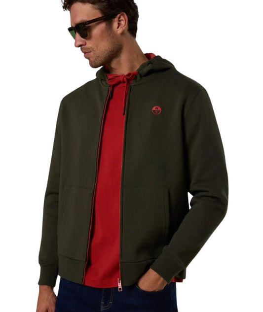 North Sails Felpa con Cappuccio in Cotone 691303_000 Verde