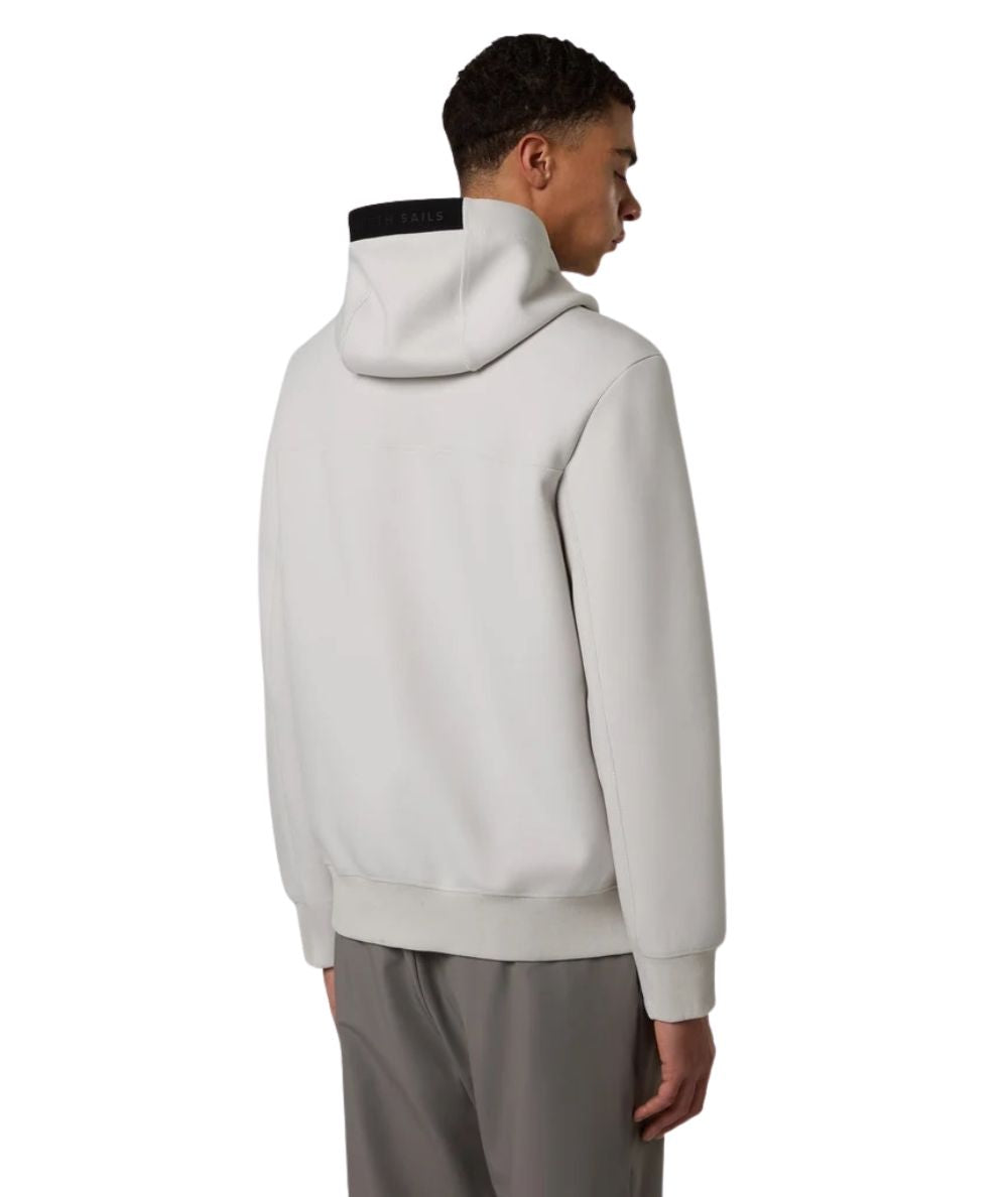North Sails Felpa con Cappuccio in Misto Cotone 691337_000 Grigio Chiaro