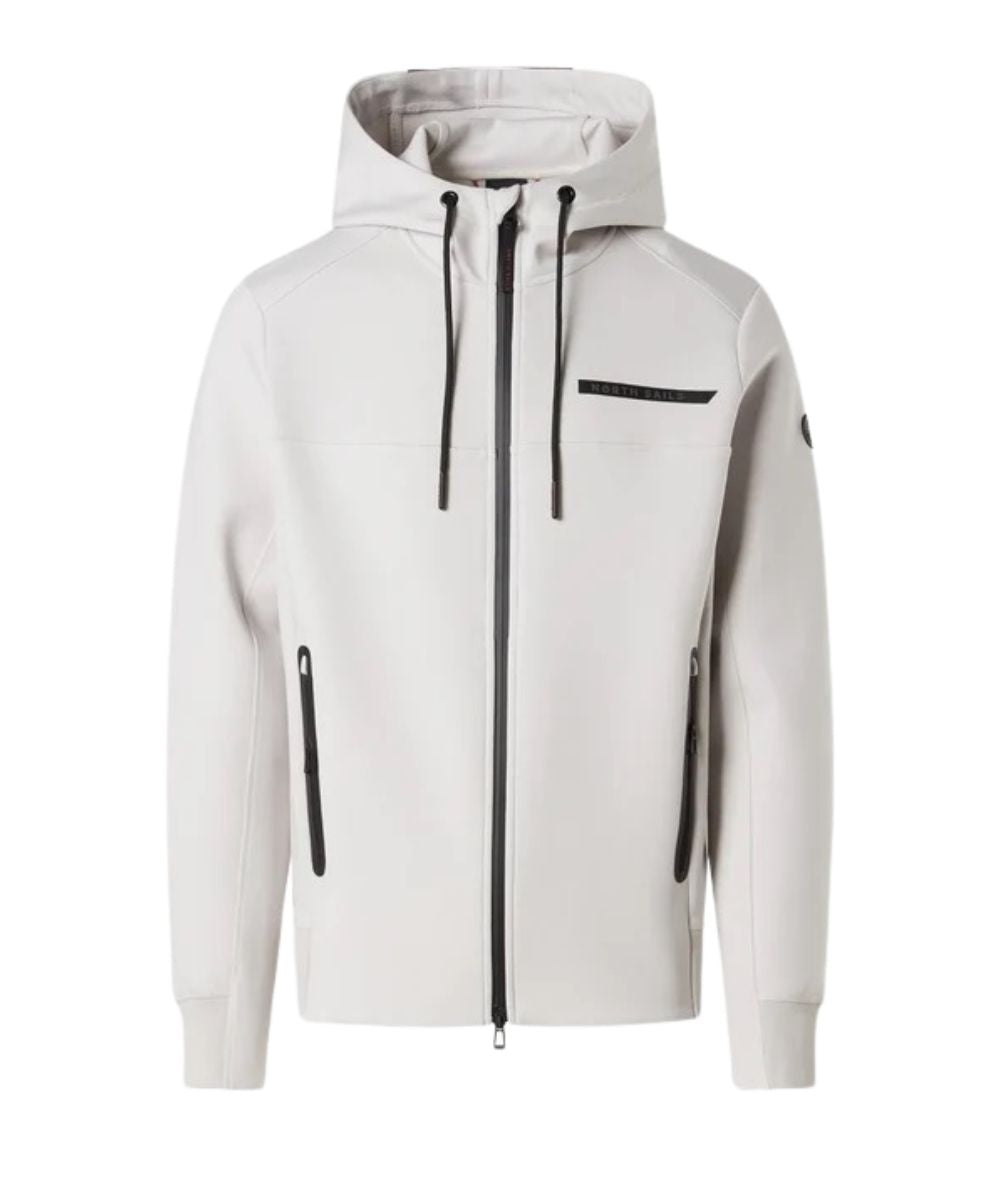 North Sails Felpa con Cappuccio in Misto Cotone 691337_000 Grigio Chiaro