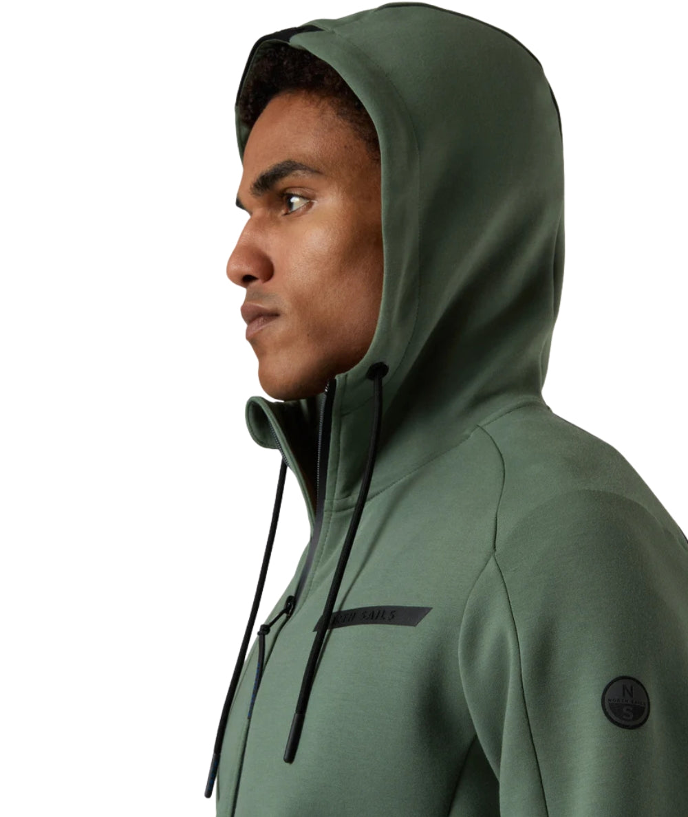 North Sails Felpa con Cappuccio in Scuba Full zip 691156_000 Verde