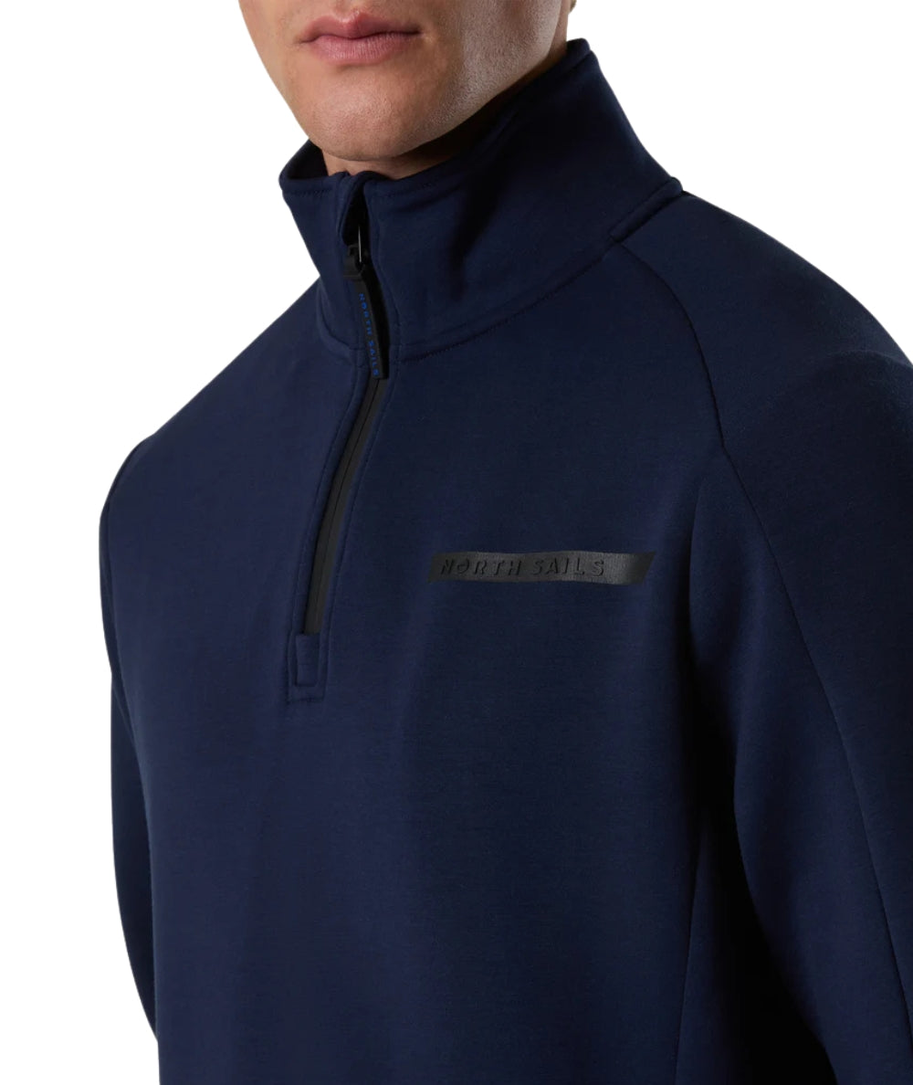 North Sails Felpa con Half Zip in Scuba 691155_000 Blu Navy