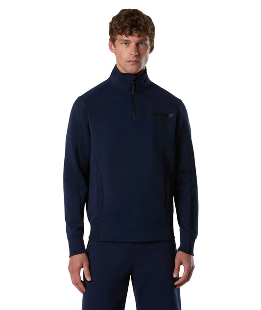 North Sails Felpa con Half Zip in Scuba 691155_000 Blu Navy