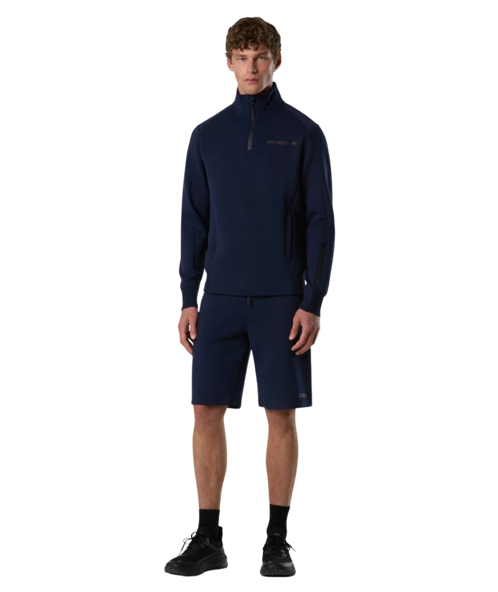North Sails Felpa con Half Zip in Scuba 691155_000 Blu Navy
