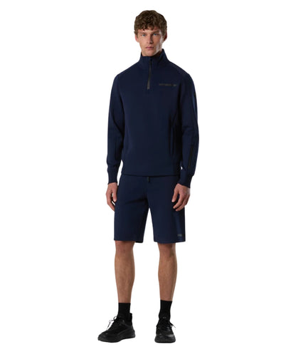 North Sails Felpa con Half Zip in Scuba 691155_000 Blu Navy