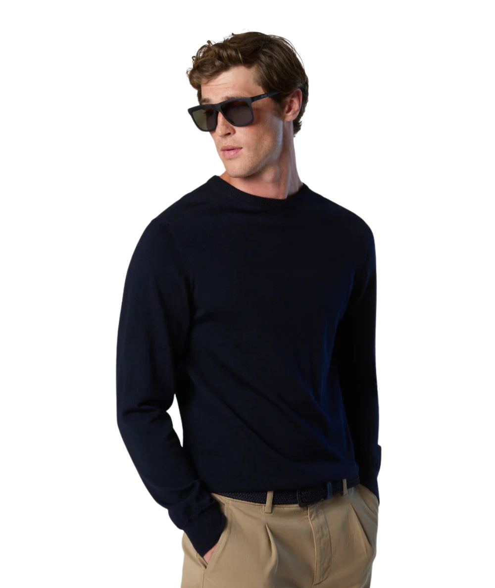 North Sails Maglione Girocollo Lana Merino 699156.000 Blu Navy