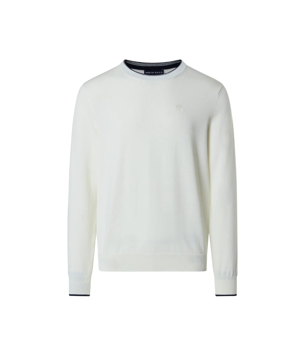 North Sails Maglione con Logo in Cotone 699227_000 Bianco