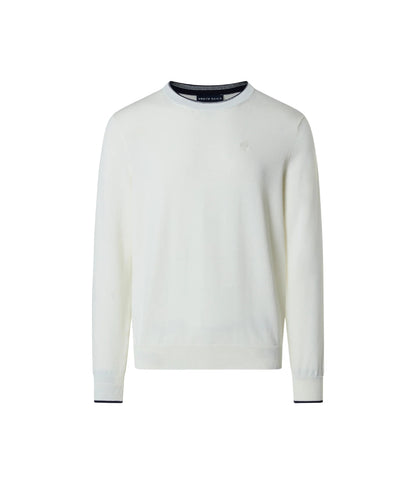 North Sails Maglione con Logo in Cotone 699227_000 Bianco