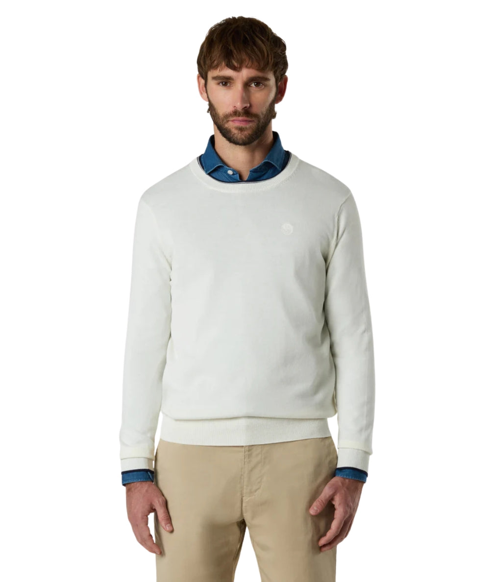 North Sails Maglione con Logo in Cotone 699227_000 Bianco