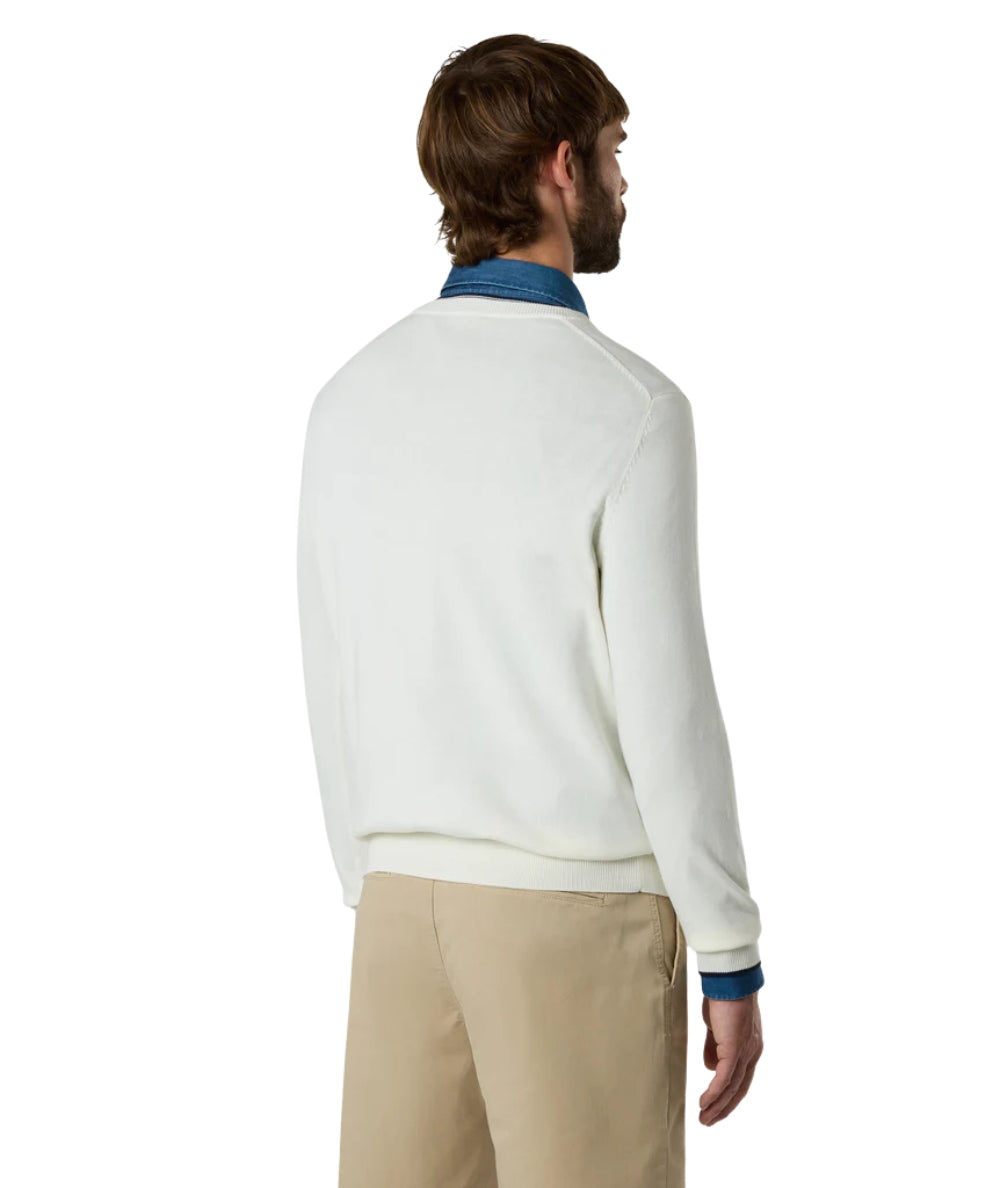 North Sails Maglione con Logo in Cotone 699227_000 Bianco
