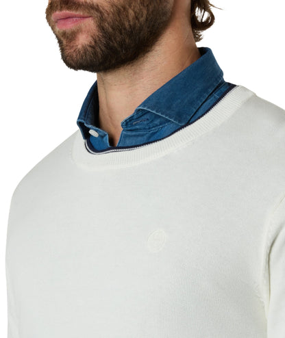 North Sails Maglione con Logo in Cotone 699227_000 Bianco