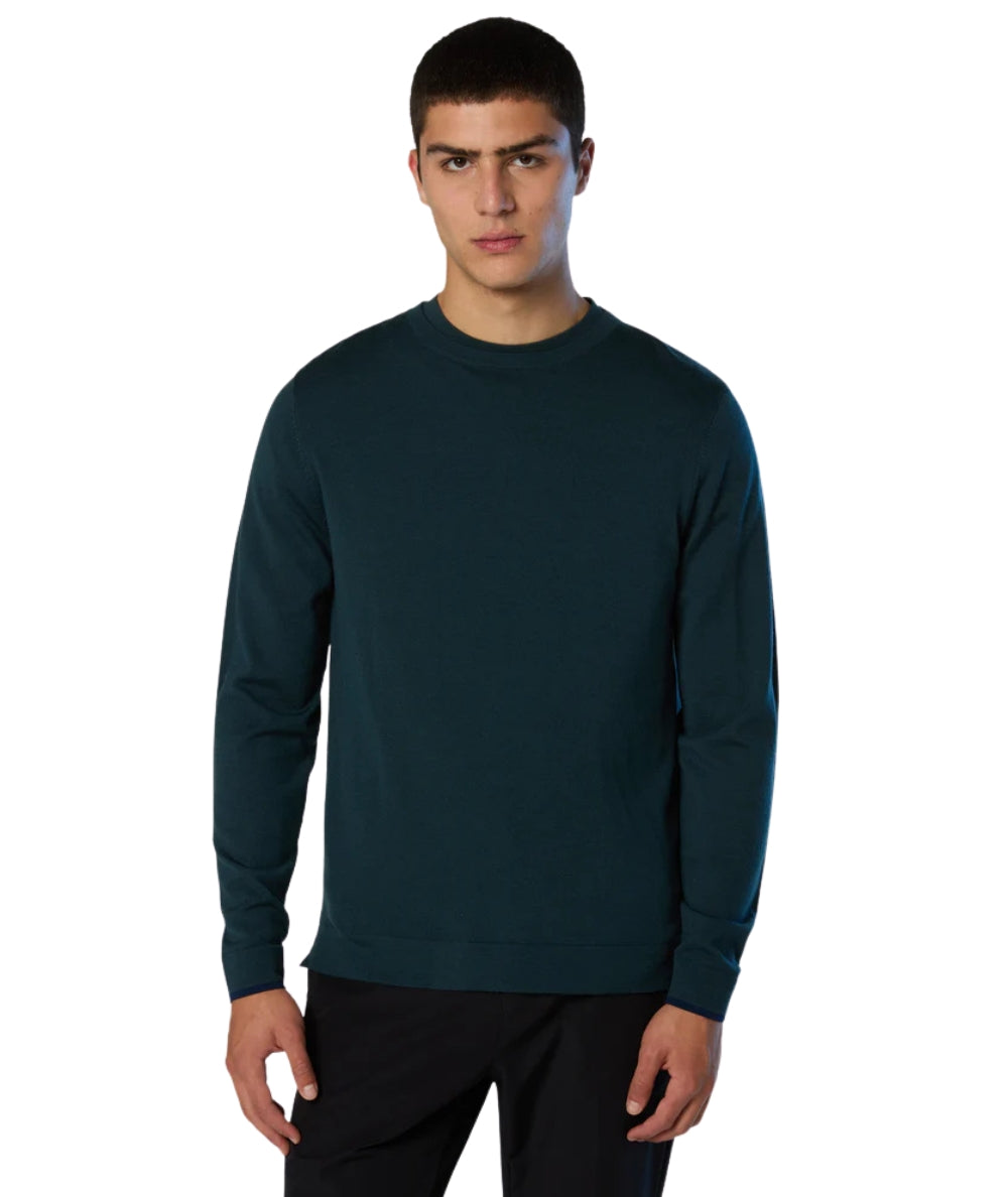 North Sails Maglione in Lana con Spacchi 699218.000 Verde Scuro