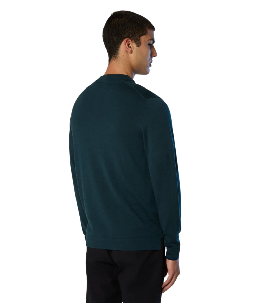 North Sails Maglione in Lana con Spacchi 699218.000 Verde Scuro