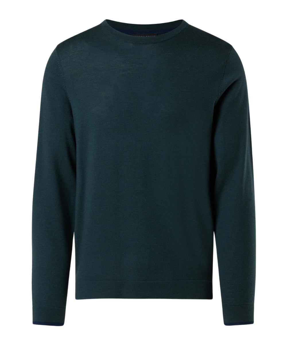 North Sails Maglione in Lana con Spacchi 699218.000 Verde Scuro