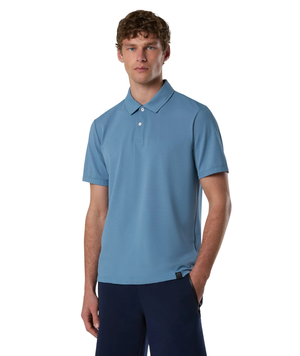 North Sails Polo con Maniche Corte in Piquet 692714_000 Azzurro Polvere
