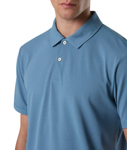 North Sails Polo con Maniche Corte in Piquet 692714_000 Azzurro Polvere