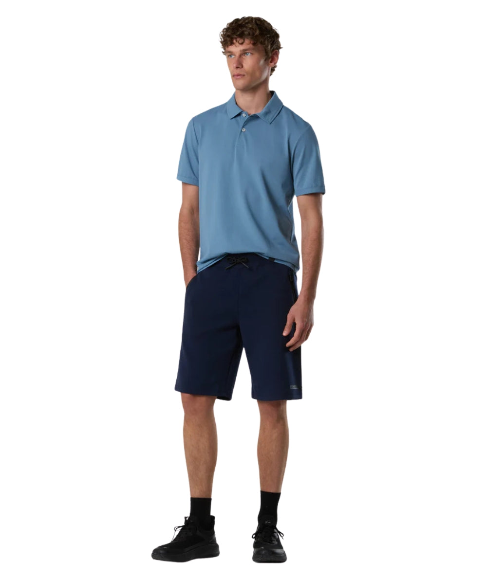North Sails Polo con Maniche Corte in Piquet 692714_000 Azzurro Polvere
