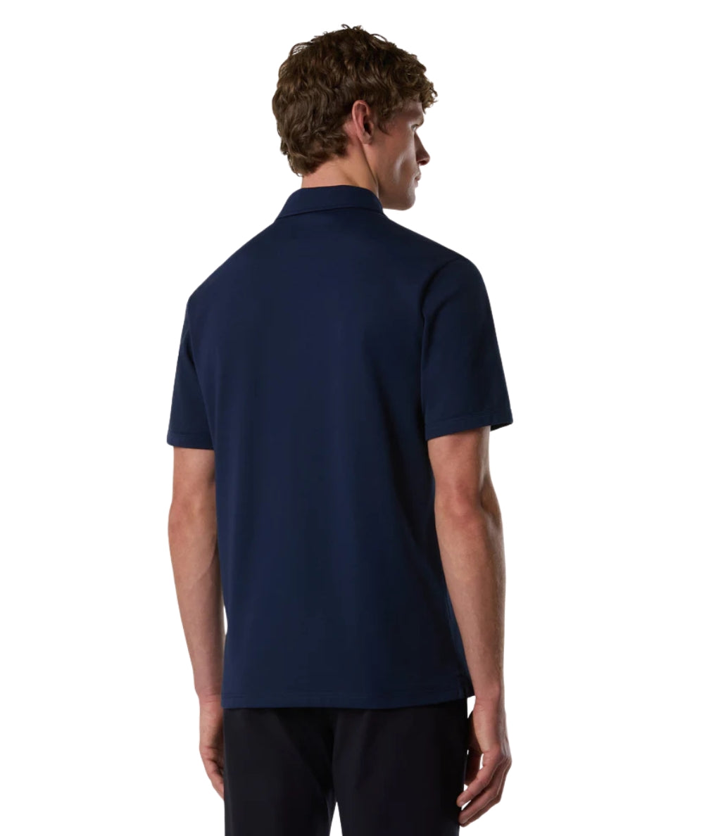 North Sails Polo con Maniche Corte in Piquet 692714_000 Blu Navy