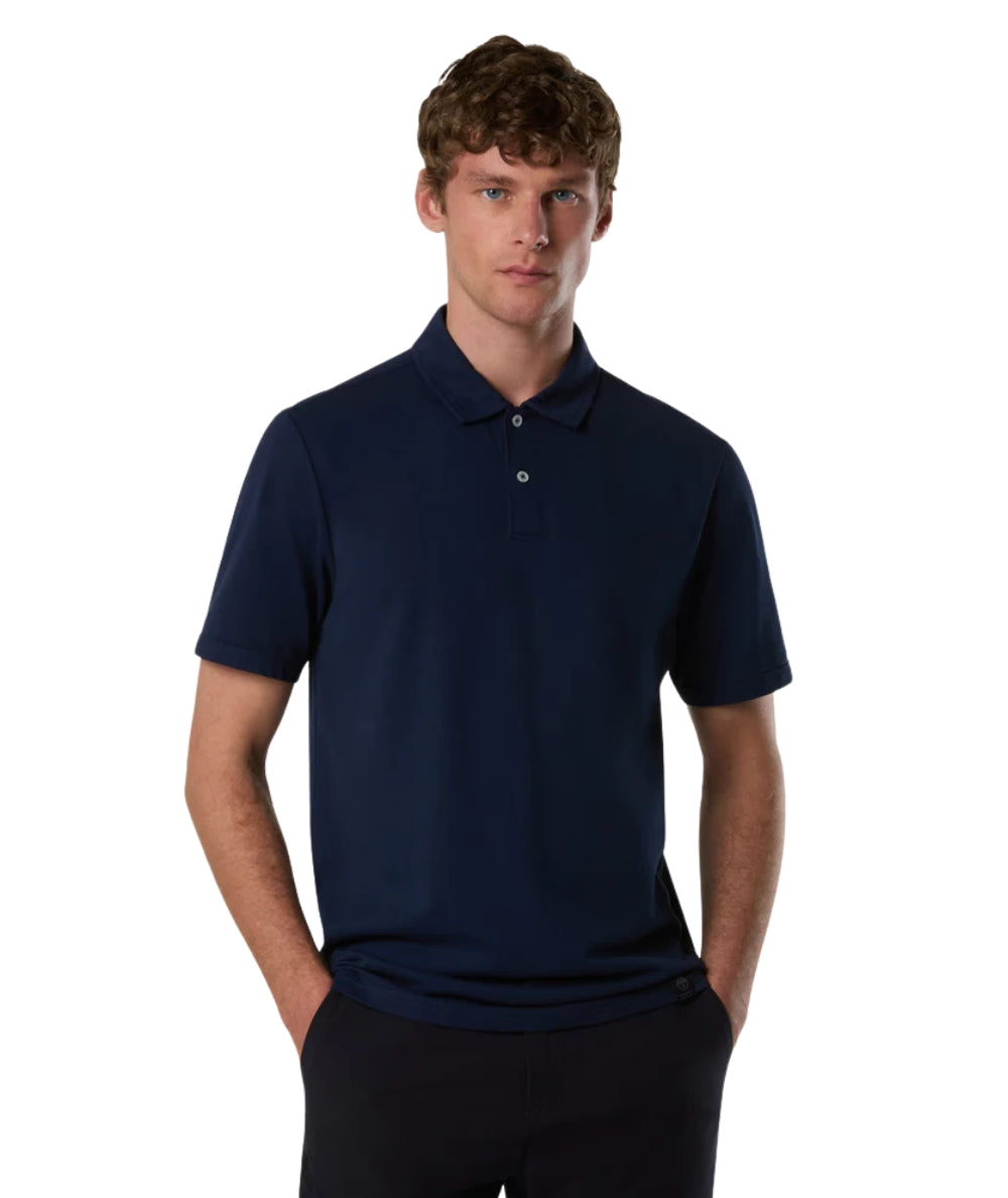 North Sails Polo con Maniche Corte in Piquet 692714_000 Blu Navy