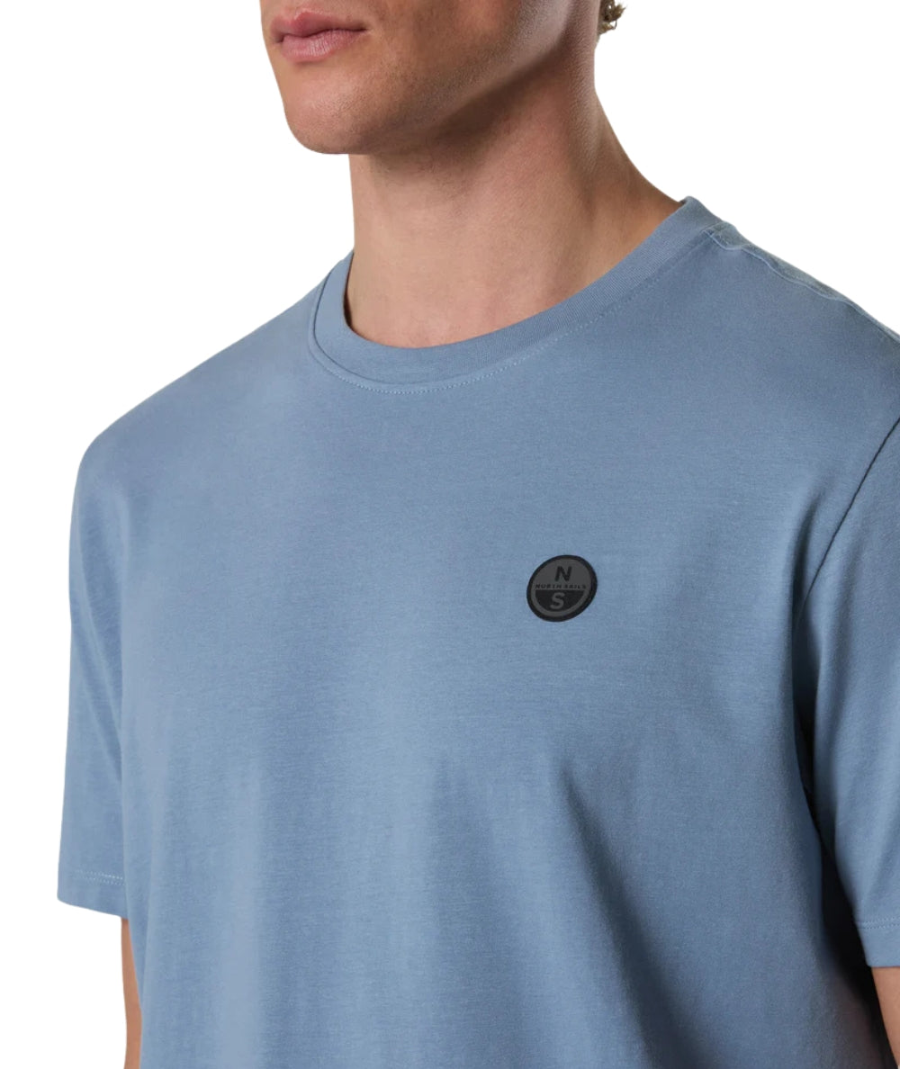 North Sails T-shirt con Logo in Jersey 693156_000 Azzurro Polvere