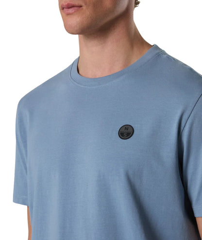 North Sails T-shirt con Logo in Jersey 693156_000 Azzurro Polvere