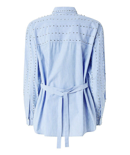 PINKO Camicia Gessata Carley con Strass