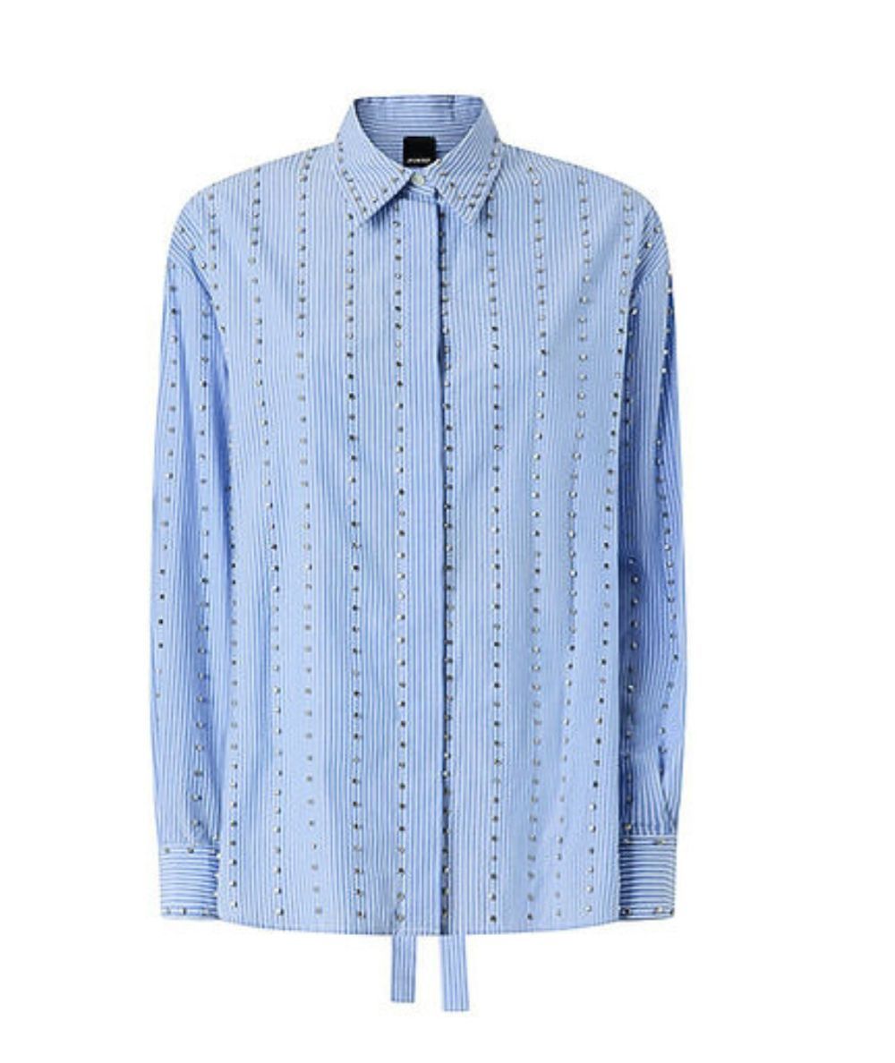 PINKO Camicia Gessata Carley con Strass