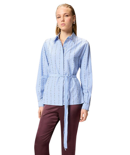 PINKO Camicia Gessata Carley con Strass