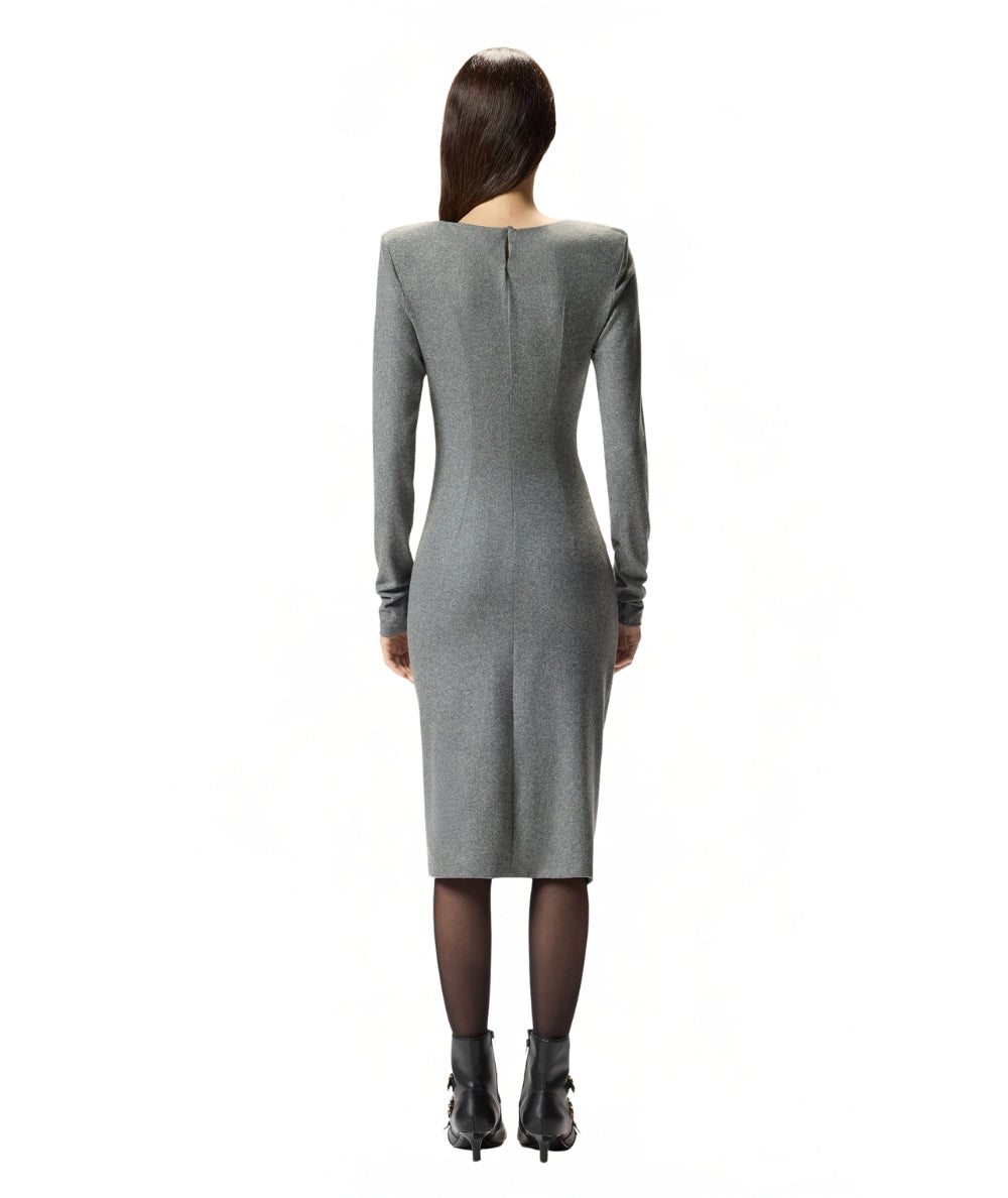 PINKO Abito Midi con Drappeggio ALMUNDENA Grigio