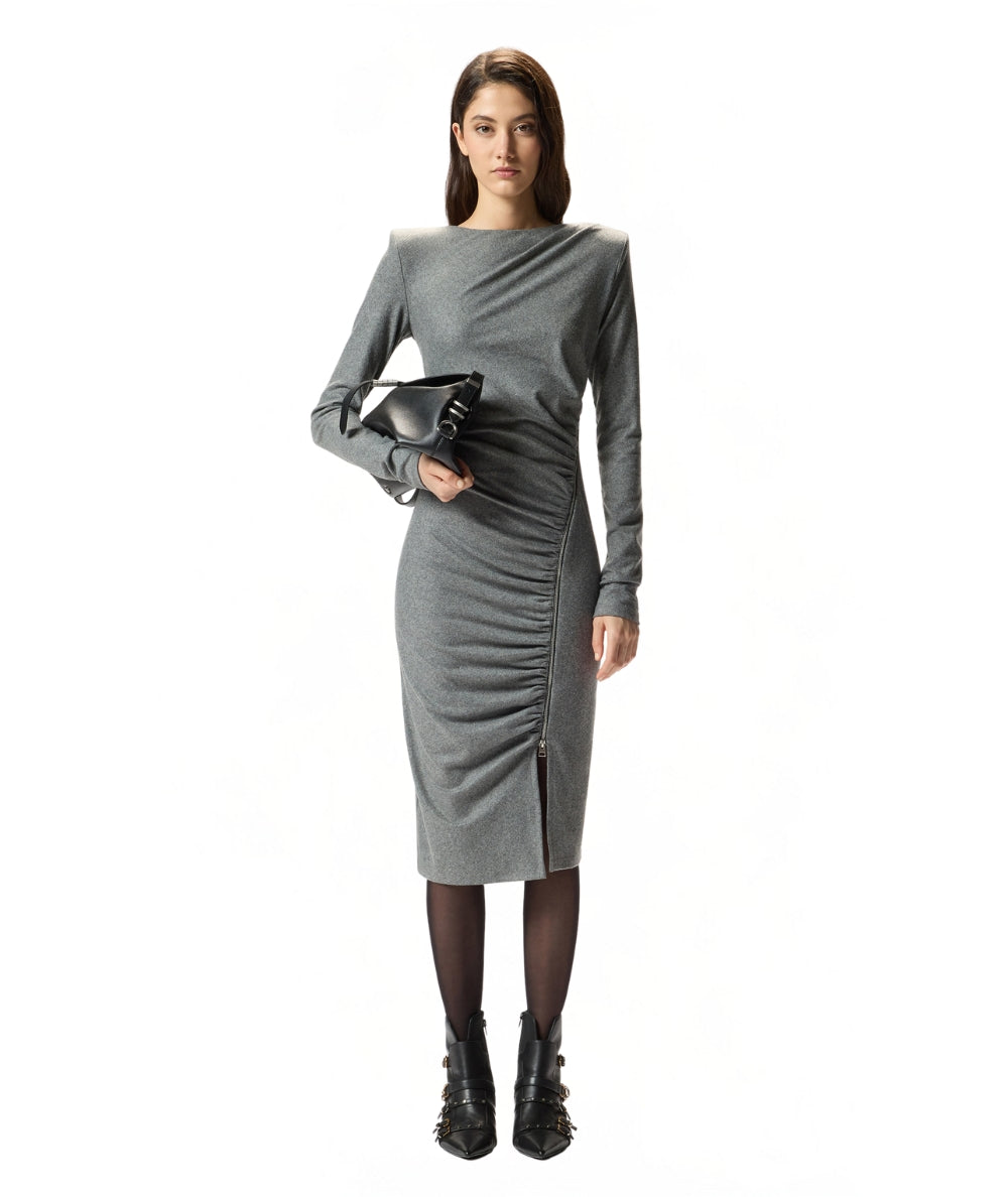 PINKO Abito Midi con Drappeggio ALMUNDENA Grigio