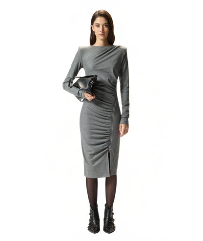 PINKO Abito Midi con Drappeggio ALMUNDENA Grigio