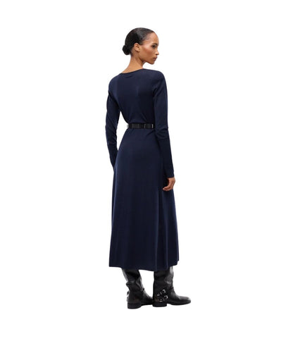 PINKO Abito Midi in Lana con Pizzo Ululato 107772-A3O1 Blu